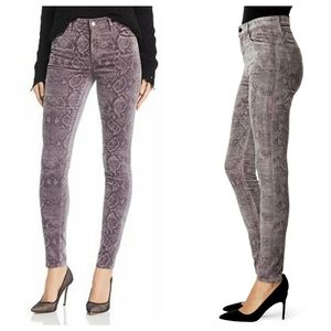 J Brand Ruby in Snakeskin Print Velvet Ankle Pants